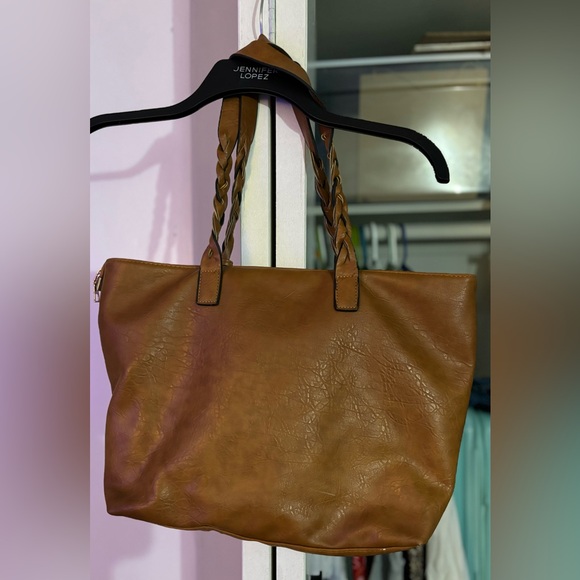 Weimeibaige Brown Vegan Leather Tote Bag Purse Multi-pocket Zipper Closure - Picture 2 of 5